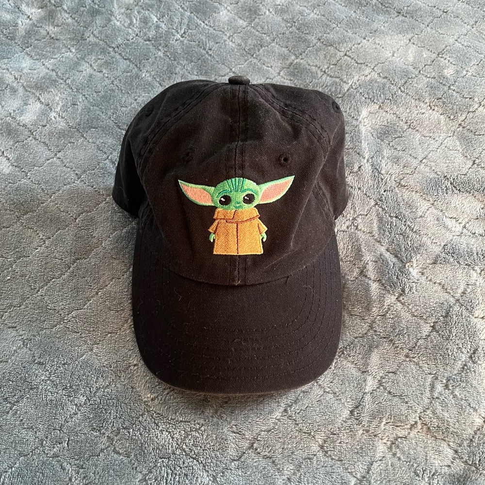 Star Wars‎ The Mandalorian Grogu Baby Yoda Youth Black Baseball Cap Hat OSFM